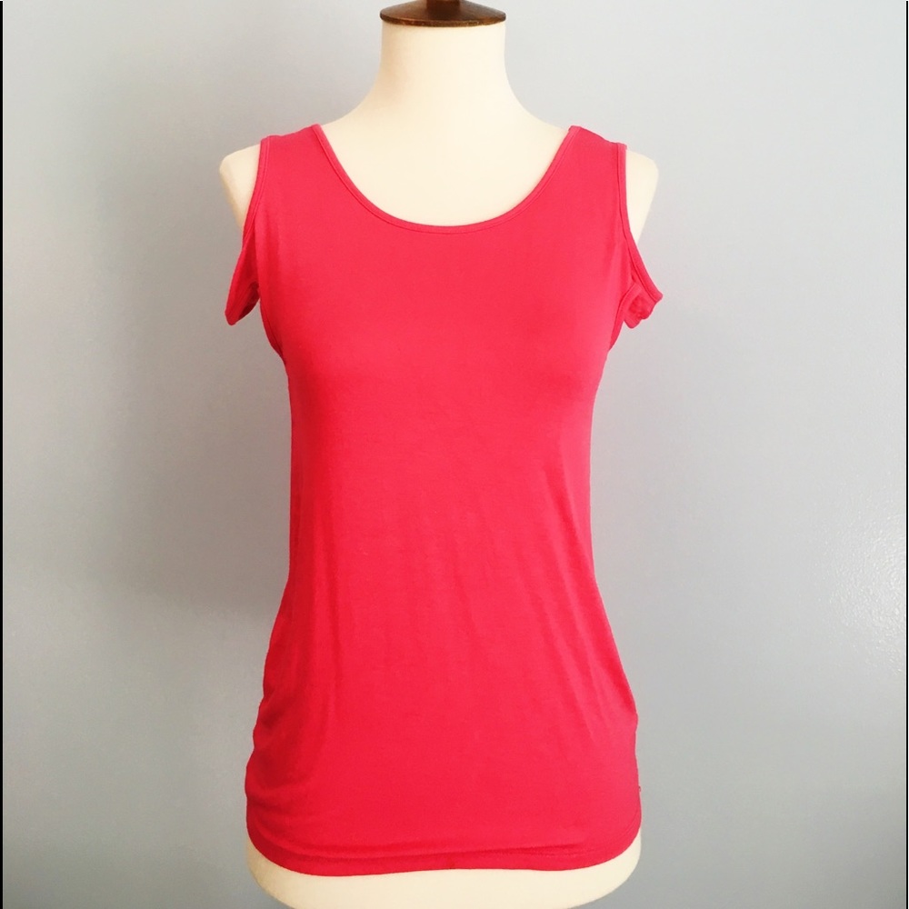 Coral Cold Shoulder Cotton Shirt